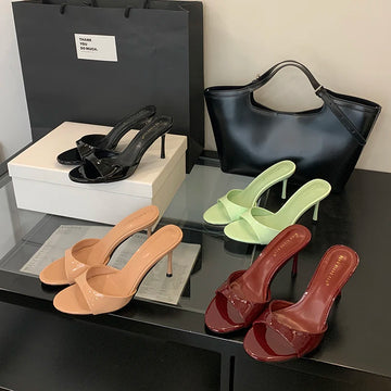 Xajzpa Brand Women Slippers High Heels Sandals Sexy Pointed Open Toe Party Wedding Summer Shoes Woman Soft Outdoor Slides